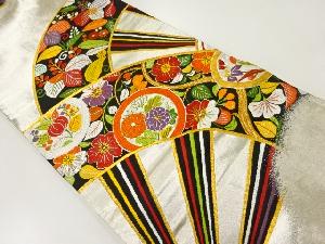 リサイクル 扇に花模様織出し袋帯